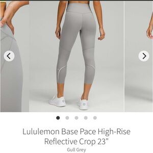 Lululemon base pace, high rise, reflective, crop leggings